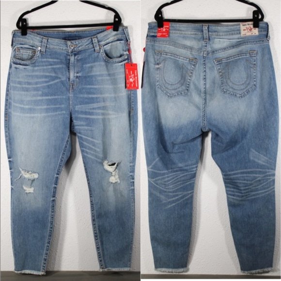 True Religion Jennie Curvy Ankle Raw Hem Jeans 40 - Picture 1 of 14